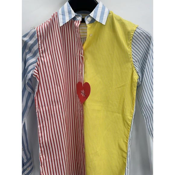 Lauren Ralph Lauren Tops - Lauren Ralph Lauren XXS Fun Shirt Multicolor Striped Colorblock Button Up New